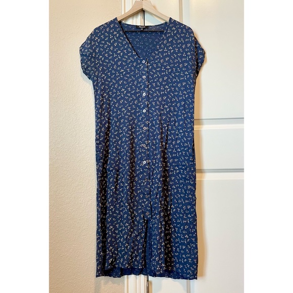 SOLD 🚫Madewell Button Front Cap Sleeve Midi Retro Dress - Picture 2 of 10